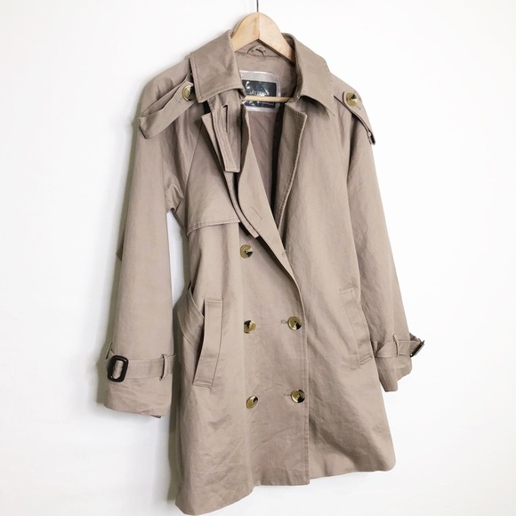 Jazzevar tan double breasted rain coat jacket - Picture 7 of 10